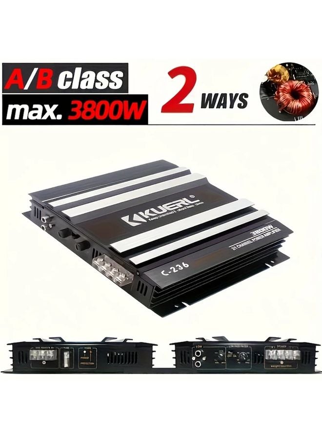 C236 3800W مكبر صوت عالي الطاقة للسيارة 2 قناة فئة AB مدمج للوفر - Image 1